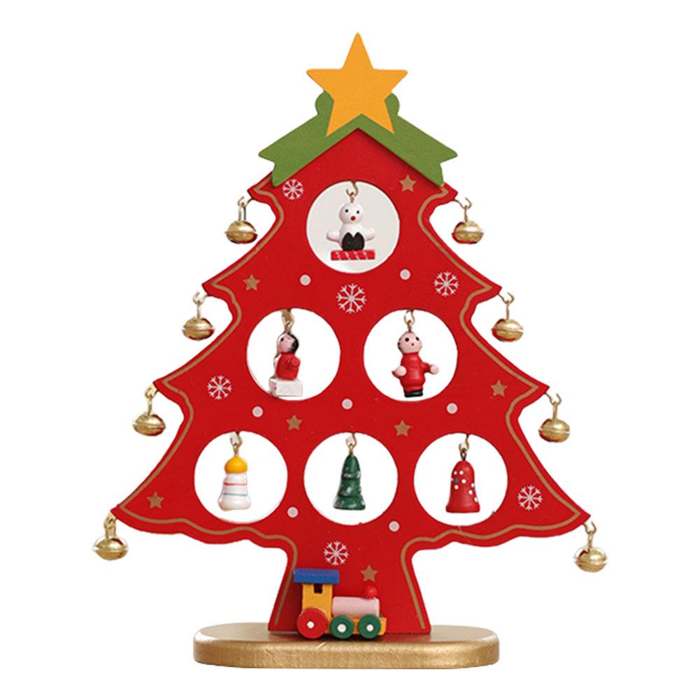 Деревянные DIY Мини елочные украшения Рождественские елки Настольные украшения для Рождества Домашний настольный камин Декор