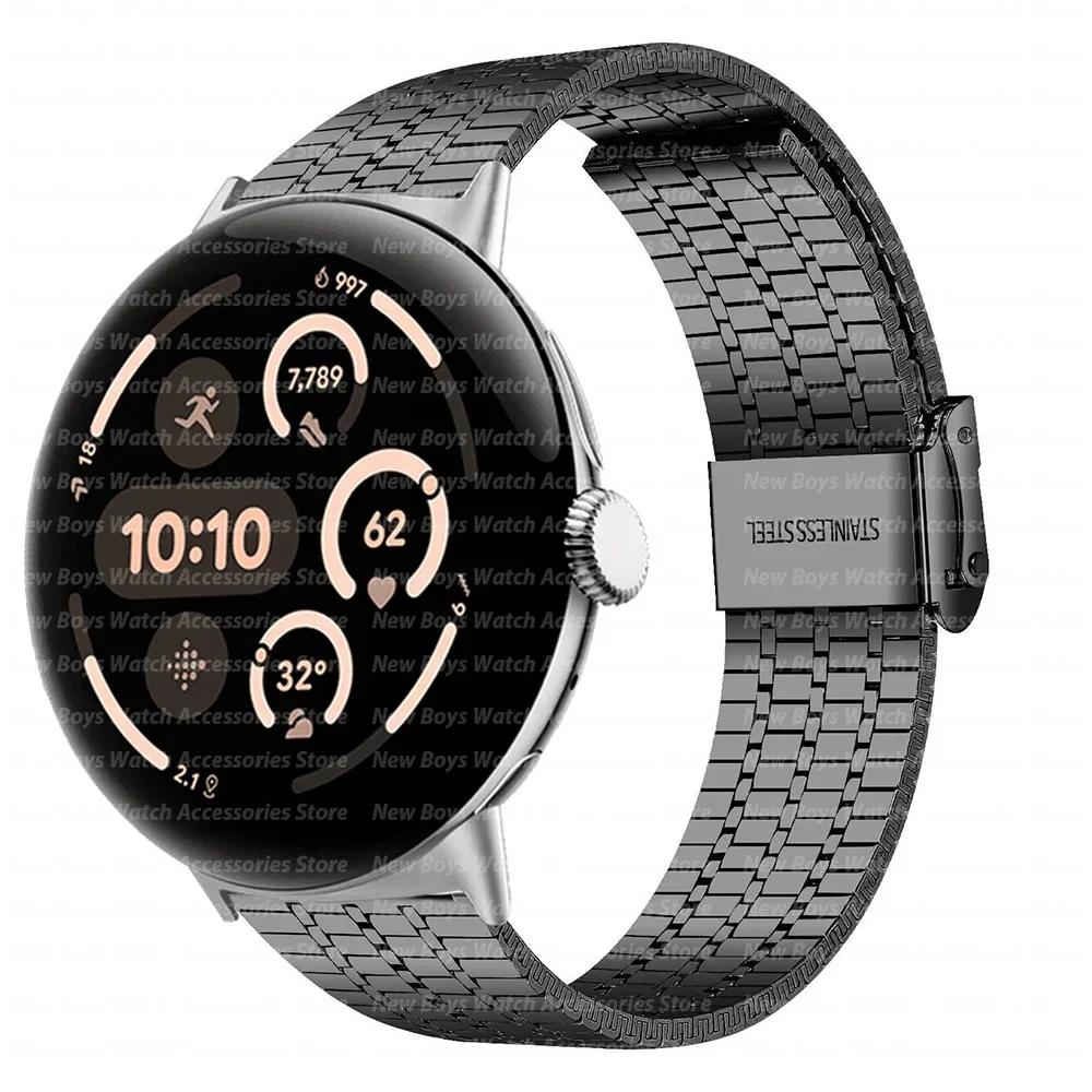 Роскошный ремешок из нержавеющей стали для Google Pixel Watch 3 45 мм Мужской ремешок Браслет Заменяемые аксессуары для Pixel 3/2/1 41 мм Ремешок