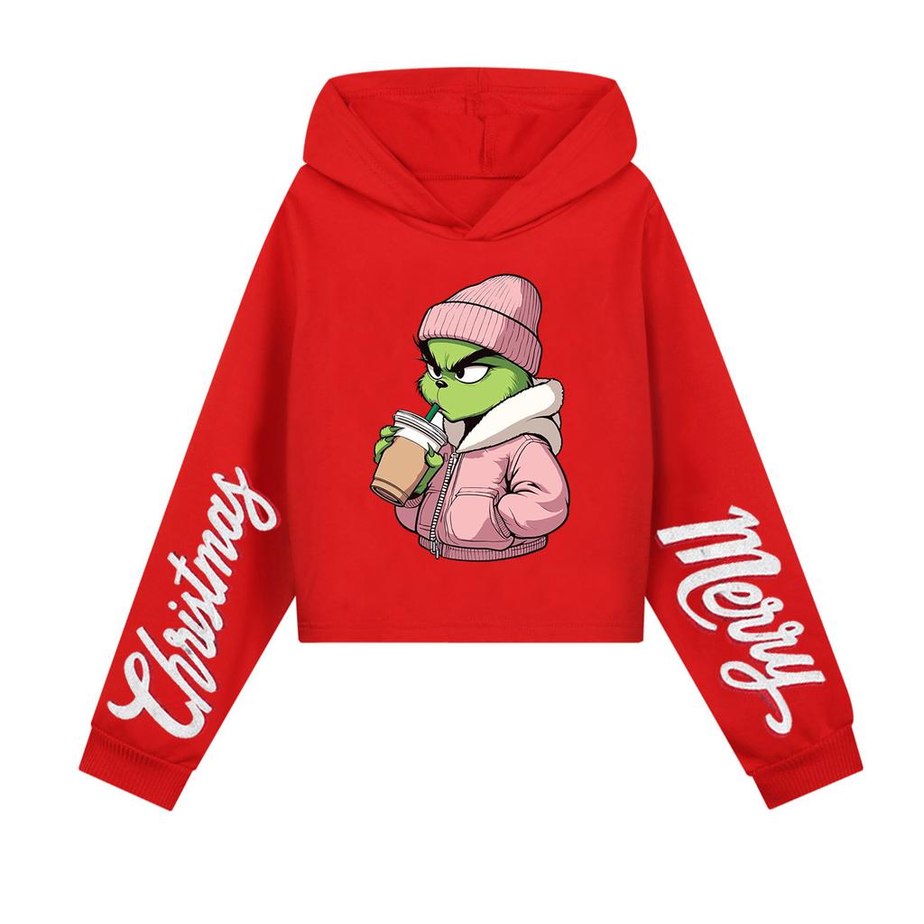 Kids' Casual Fashion Christmas Printed Long Sleeve Hooded Sweatshirt (No Drawstring)