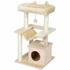 Cat Tree 90cm Cat Tower With Sisal Scratching Posts Cat Condo Hammock Top Perch And 2 Hanging Toys For Cats Beige