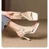 Women's Pu Band Cross Strap Kitten Heel Open Toe Sandals Elegant Ladies Slim Daily Dress Pumps Plus Size 34-39 Shoes Hot