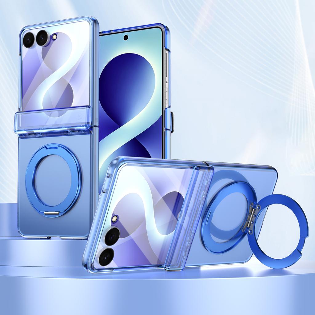 360 Degree Rotatable Metal Ring Magnetic Case For Samsung Galaxy Z Flip 8 7 6 5 4 Stand Cover With Glass Screen Protector