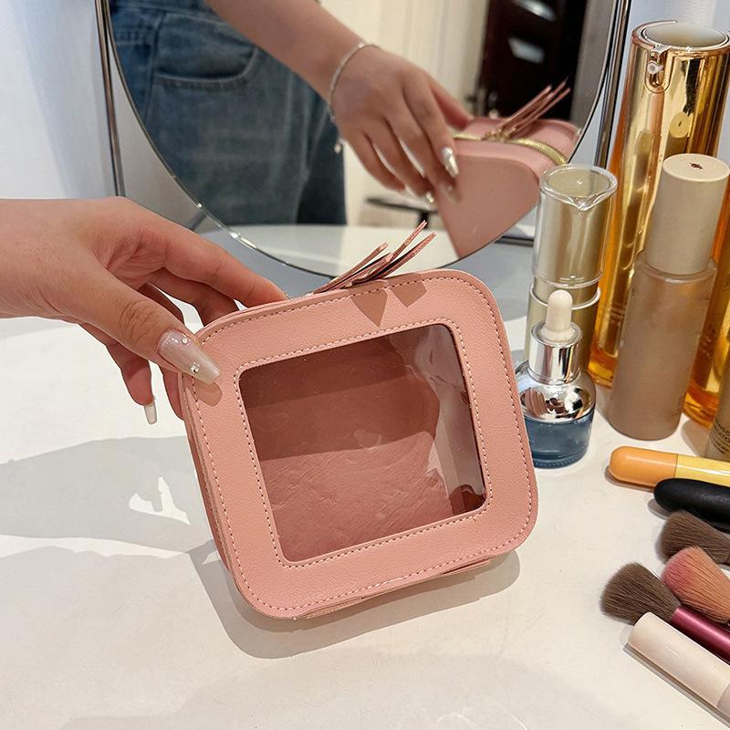 Прозрачная косметичка, простой стильный дизайн, водонепроницаемая ПВХ косметичка, новая косметичка для хранения косметики, прозрачная косметичка на молнии для помады.