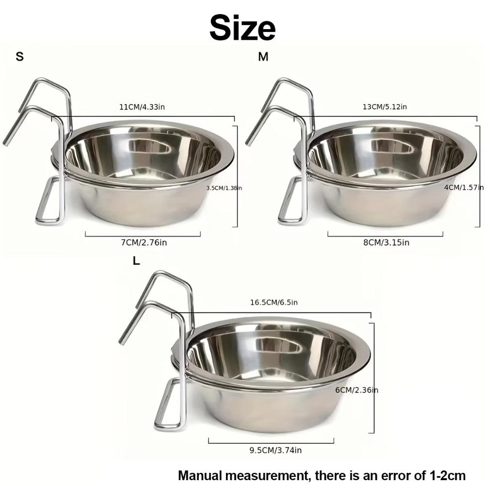 Stainless Steel Hang-on Pet Bowl Big Capacity Hanger Cage Cup Durable Pet Feeding Tool Cat