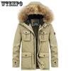 Большие размеры зимняя куртка мужская теплая толстая флисовая парка ветровка военная с капюшоном меховой воротник пальто мужская одежда