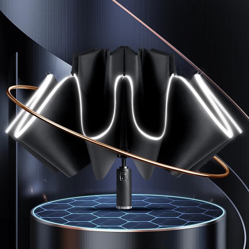 Retro Large Automatic Reverse Sunshade Umbrella for Men and Women - UV Protection for Sun and Rainy Days