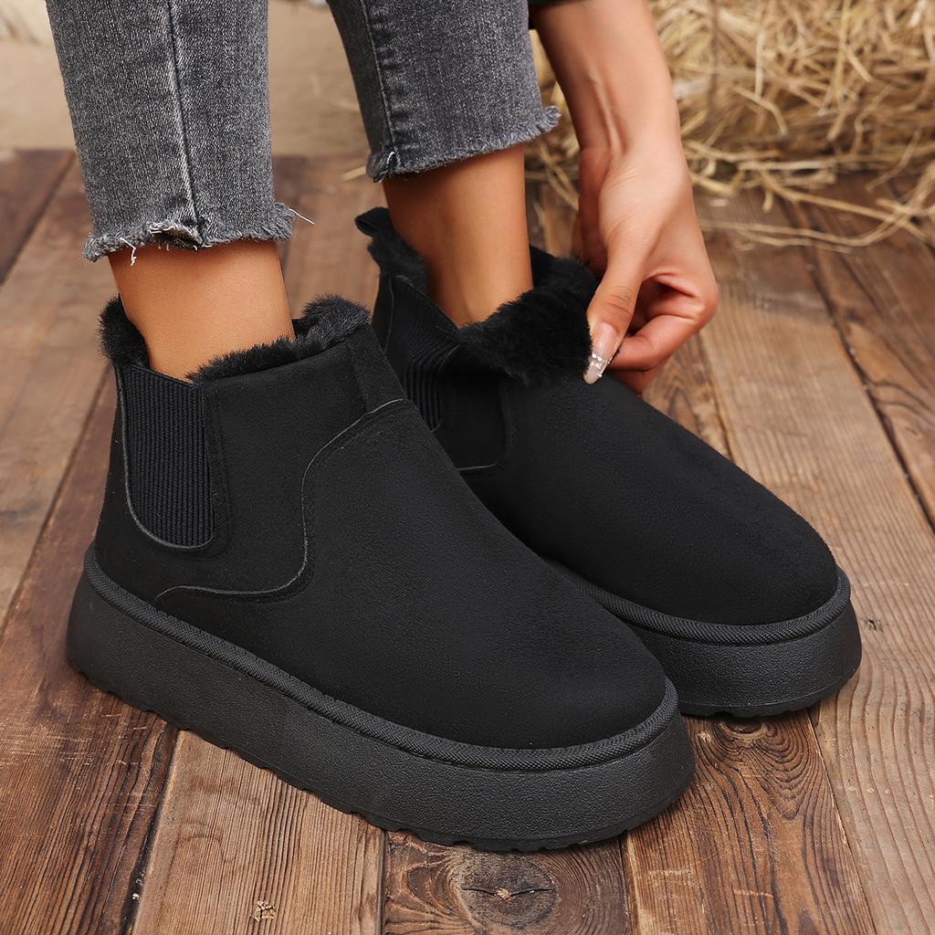Модные зимние сапоги для женщин 2024 года, новые толстые бархатные сапоги большого размера, зимние модные теплые короткие сапоги с одним шагом, хлопковая обувь для женщин, хлопковая обувь