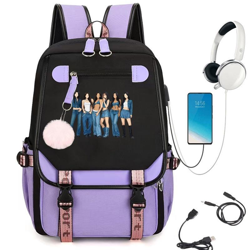 KATSEYE Fashion Laptop Backpack with USB Charging Port Student School Daypack 60123-12