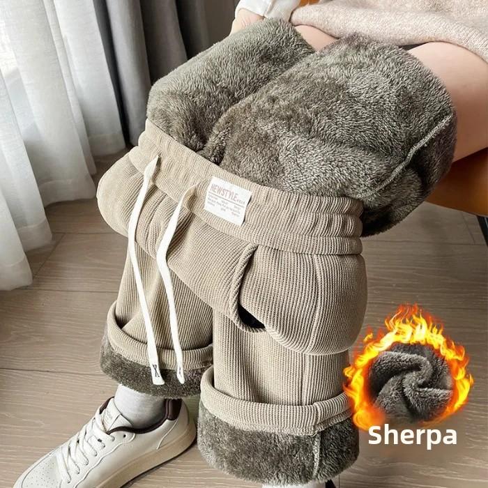 Παντελόνι από χοντρό βαμβάκι με φλις επένδυση, ζεστό, κοτλέ, ίσια γραμμή, για γυναίκες, φθινόπωρο/χειμώνα