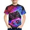 Футболка для детей 3D-принт Геймпад Каракули Мальчишеские футболки Повседневные с круглым вырезом с короткими рукавами Футболки Топы Летняя одежда для девочек
