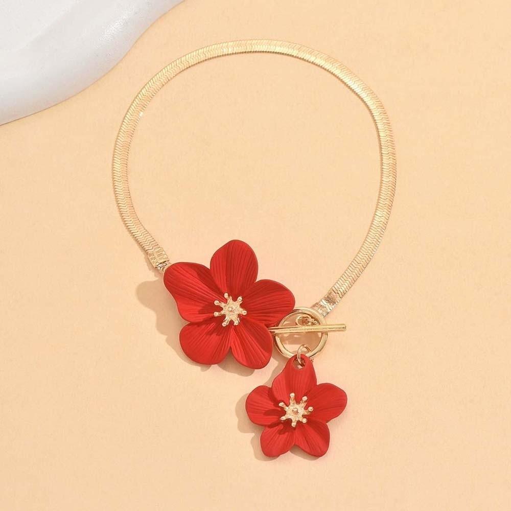 with OT Buckle Oil-Dripped Foot Chain Golden Beach Jewelry Simple Flower Pendant Anklet Women