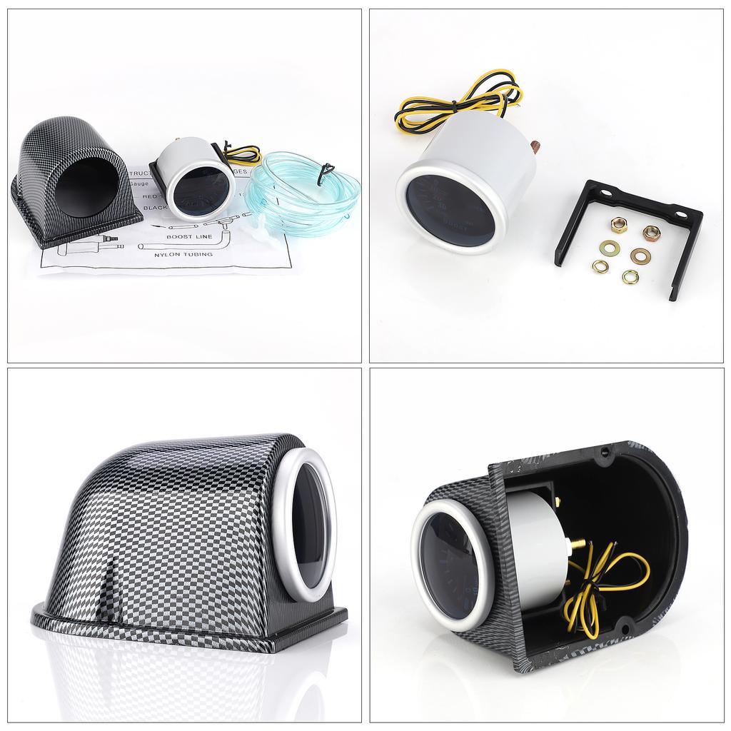 52mm 0~30 PSI+ Carbon Fiber Pod Pointer Display Instrument Universal Car Turbo Boost gauge 2-inch