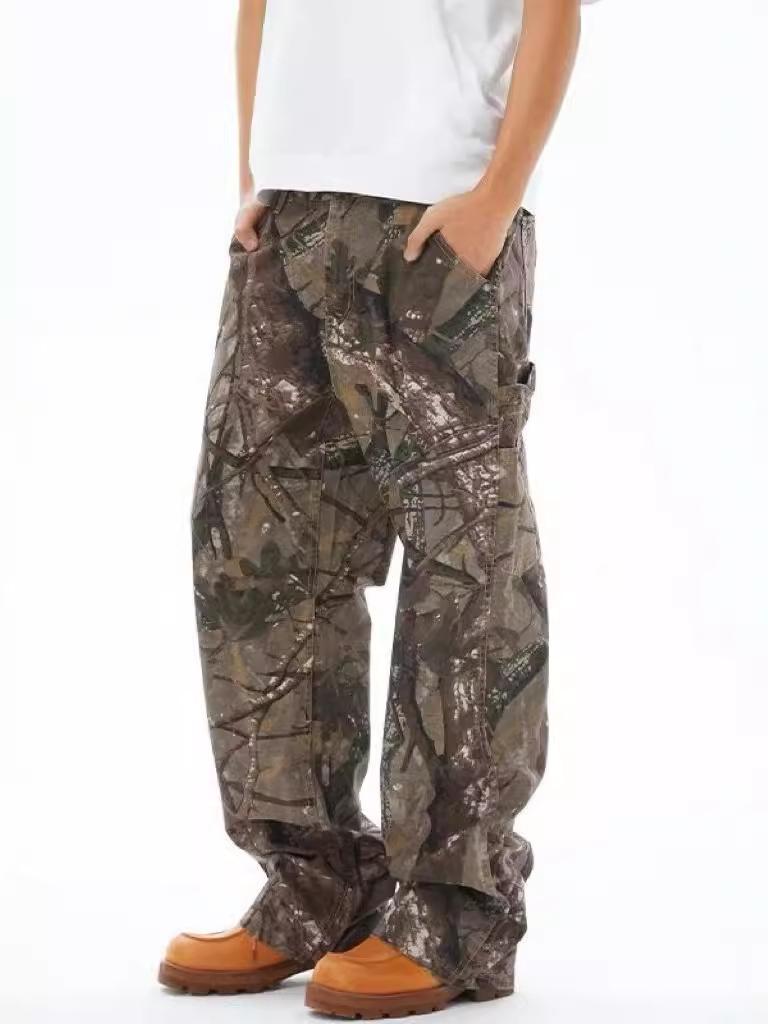 Мужские брюки прямого кроя камуфляжные рабочие - стиль для отдыха на природе