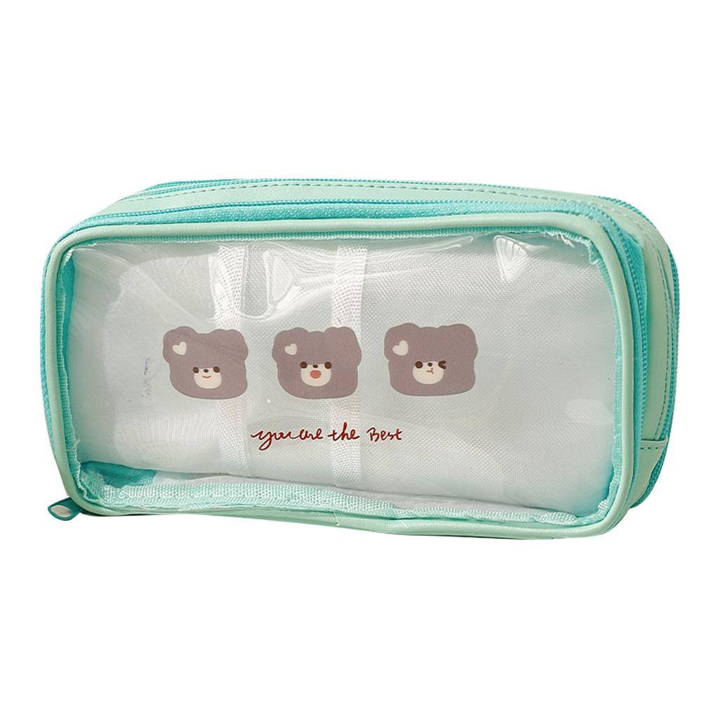 Прозрачный пенал с милым мультяшным рисунком, большой емкости, водонепроницаемый пенал из ПВХ для хранения карандашей B