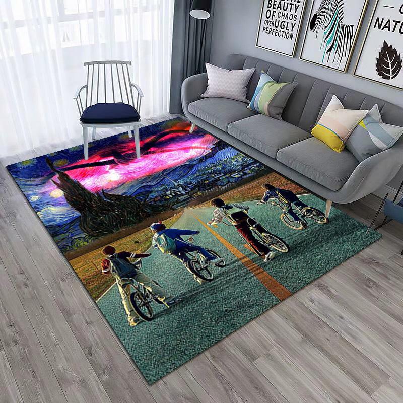 Halloween horror horror theme Stranger Things carpet home living room decoration table and chairs anti slip door mat outdoor picnic mat carpet A7