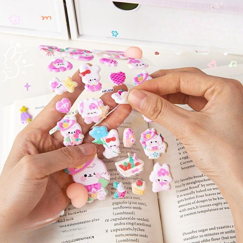 3D Наклейки-Сквиши Кролик Кошка DIY Скрапбукинг Наклейки на Бутылку Воды Милые Наклейки Персик для Снятия Стресса Для Детей Хороший Подарок