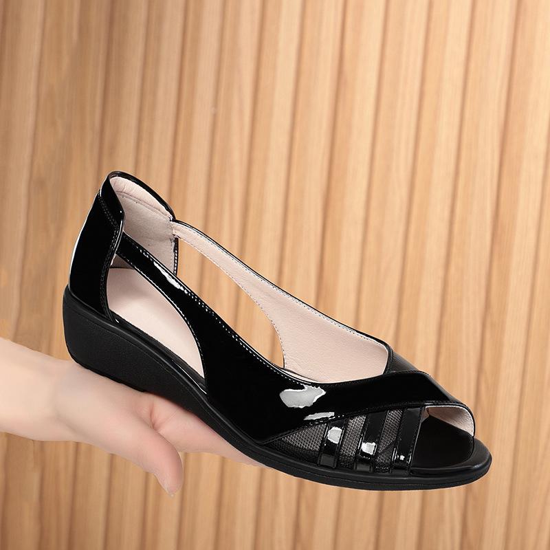 Модные женские летние новые римские сандалии на танкетке с открытым носком, с мягкой подошвой, дышащие, для танцев, офиса, для мам 2024 года