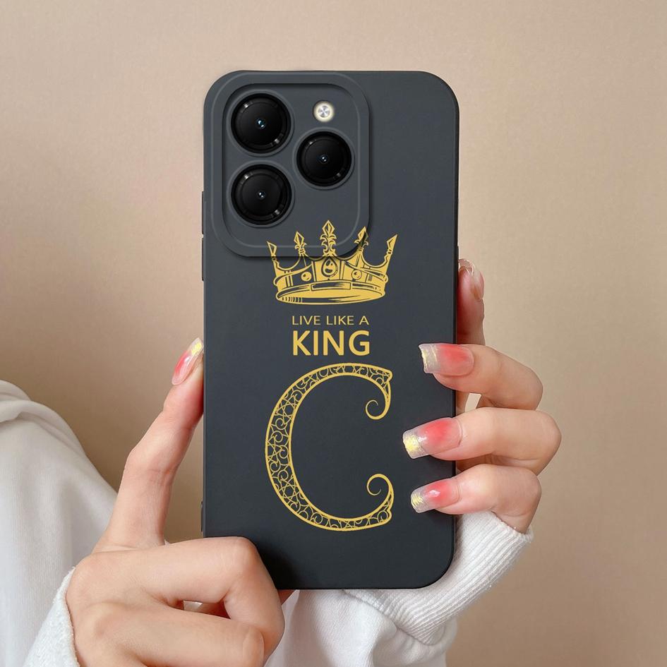 Для Infinix Smart 8 Zero 30 Note 40 4G Hot 40 GT 20 Pro Itel S24 Чехол для телефона Бампер с защитой от падения Силиконовый мягкий чехол Модная Корона Король Буквы Матовая Капа