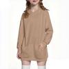 Children's Fashion Solid Color Long Sleeved Hooded Sweatshirt Girls' Mid Length Hoodie Top
