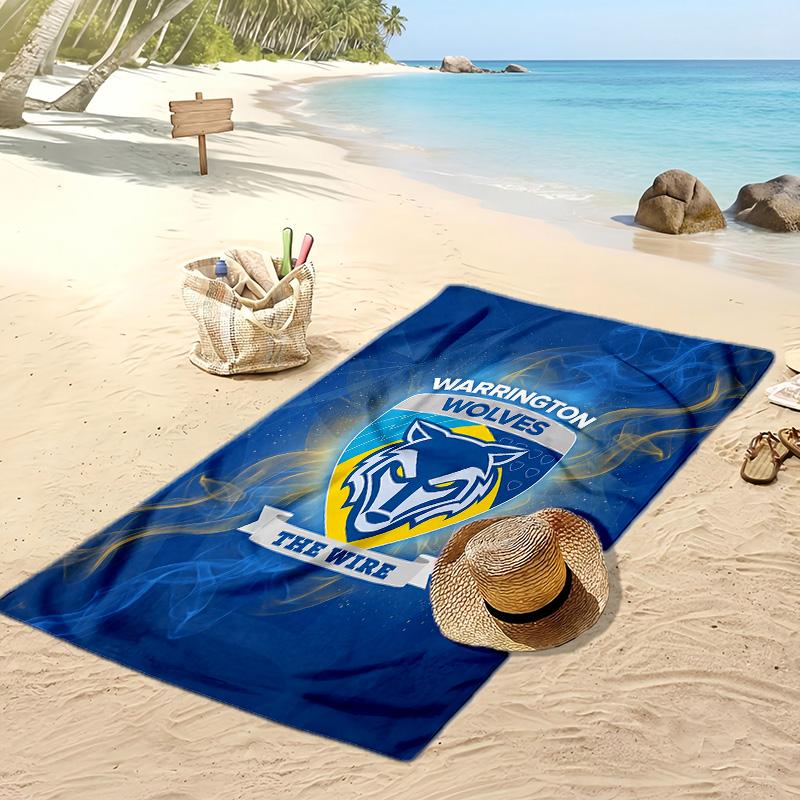 Warrington Wolves Print Beach Towel Soft Portable Quick?dry Towel For Pool Summer Vacation Outdoor Sport