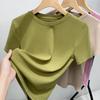Modal Short-sleeved T-shirt for Women's Summer New Women's Round Neck Solid Color T-shirt Stretch Waist Top