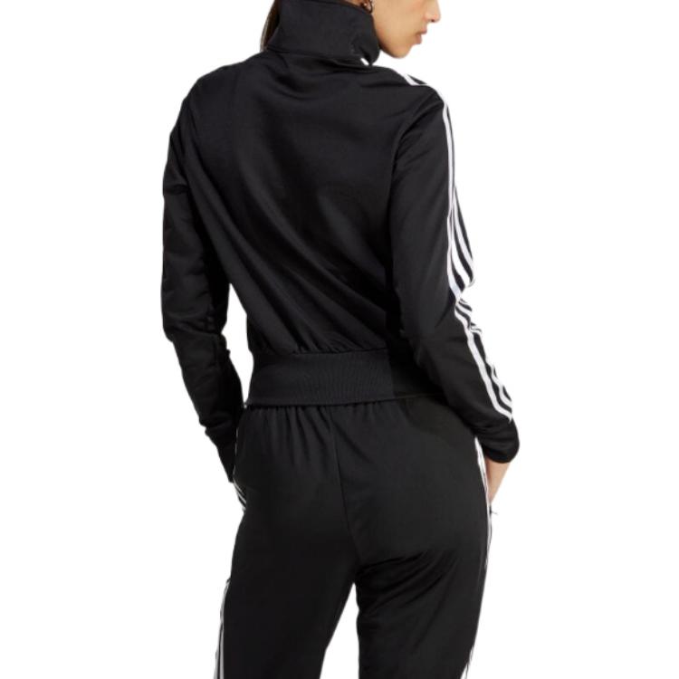 adidas Оригинальные повседневные куртки с вышитым трилистником и логотипом на молнии с высоким воротником, женские куртки черного цвета IB7405