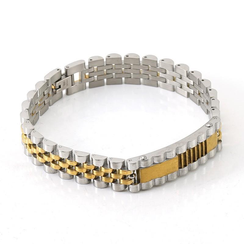 Модный мужской браслет из нержавеющей стали, персонализированная цепочка для часов, мужская бижутерия из титановой стали 18 карат
