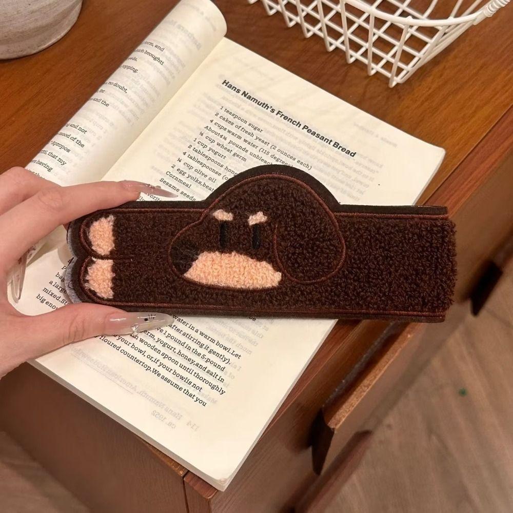 Plush Fabric Wide Hair Hoop Embroidered Detail Wide Band Animal Headband Daily Hair Styling