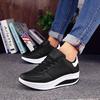 Women Thick-soled Sports Shoes PU Leather Outdoor Sneakers Non-slip Rocker Shoes Fashion Platform Shoes