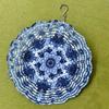 Midnight Blue Metal Wind Spinner with Floral Geometric Design Garden Decor for Yard Patio Outdoor All Season Hanging Ornament