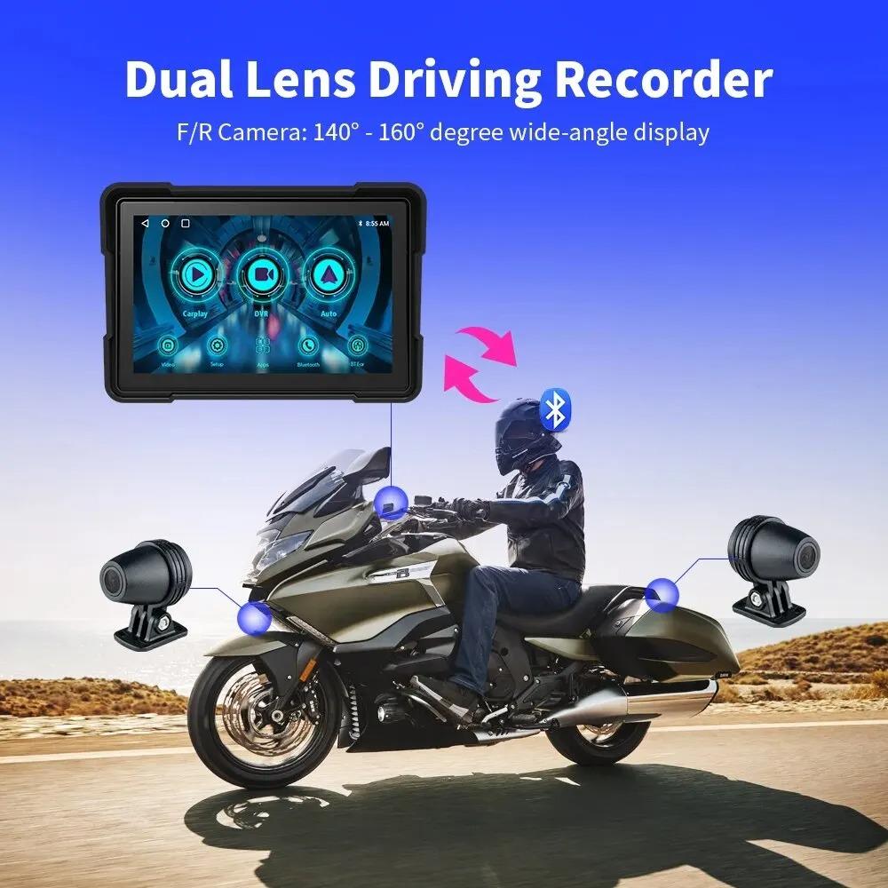 5-дюймовый IPS-экран для мотоциклетной навигации (Сенсорный экран), GPS-навигация, 2024, Carplay, Android auto, водонепроницаемость IP67, двойной Bluetooth