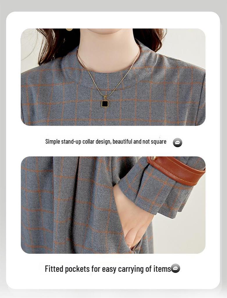 Женское клетчатое платье миди в корейском стиле, осень 2022 г. — стройнит и элегантно
