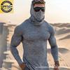 Mens Long Sleeve UPF 50 Quick Dry Hooded Rash Guard Surfing Diving Fishing Outdoor Sports