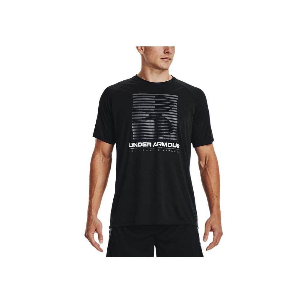 Under Armour Футболка с круглым вырезом и коротким рукавом реглан с принтом, мужская, черная 1370653-001