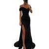 Women's Sequin Prom Dress with Slit Sparkly Off Shoulder Gown Formal Mermaid Evening Party Maxi Dress