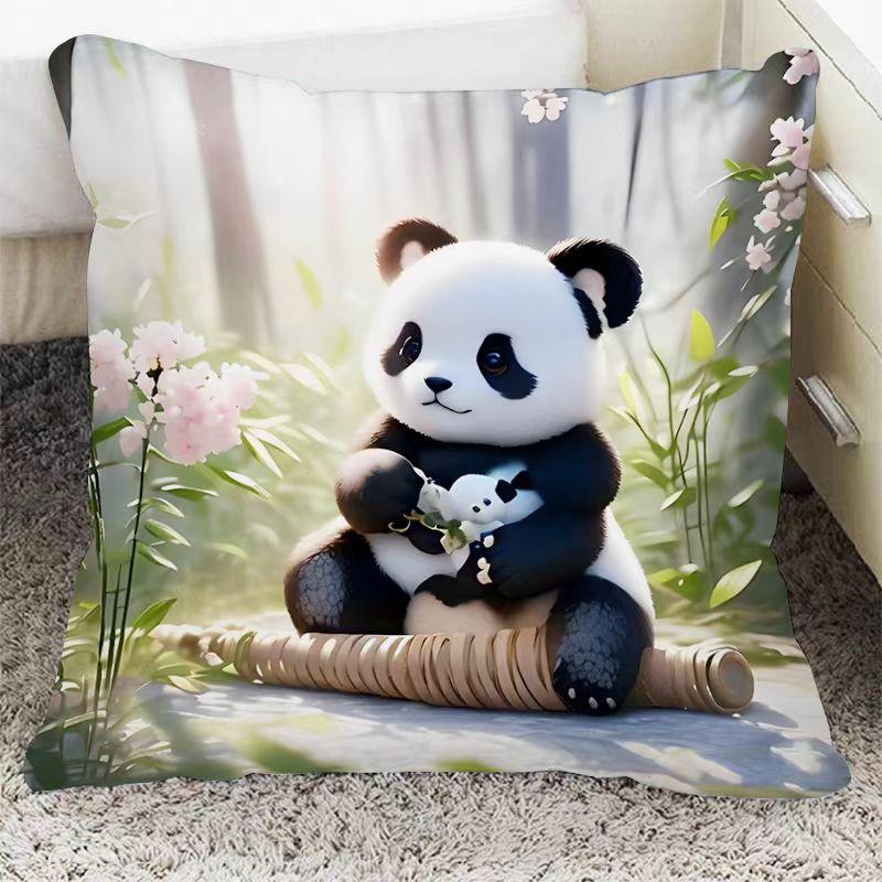 Квадратная наволочка с пандой, милая подушка, чехлы для диванных подушек, поясничная подушка для дома
