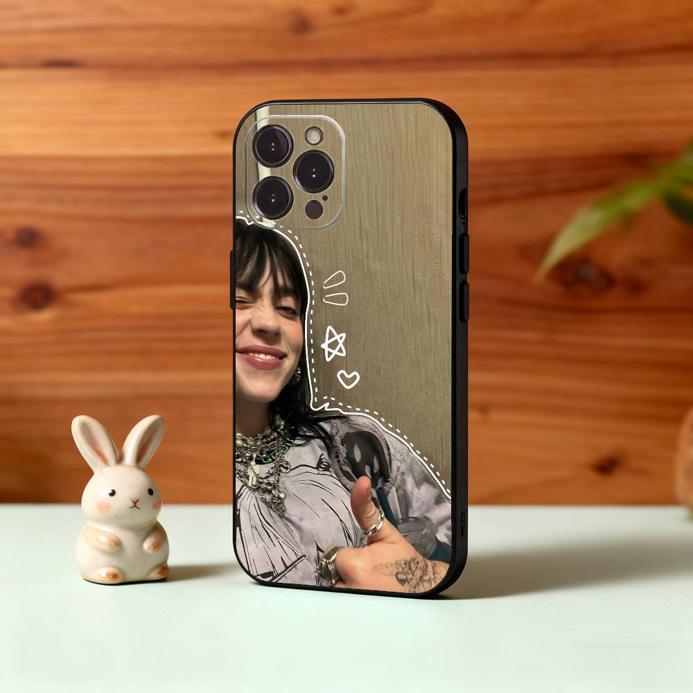 Чехол для телефона Singer B-Billie L-lovely E-EilishS Для iPhone17,16,15,14,13,12,Plus,Pro Max, 5G Другие Мягкий Черный Чехол