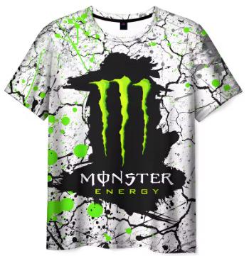 Men's Summer Monster Energy Brand 3D Printed T-Shirt Casual Quick-Drying Breathable Short Sleeve