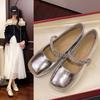 2025 New Summer Square Head Rhinestone Word with Mary Jane Shoes Women's Shallow Mouth Flat Bottom Evening Shoes