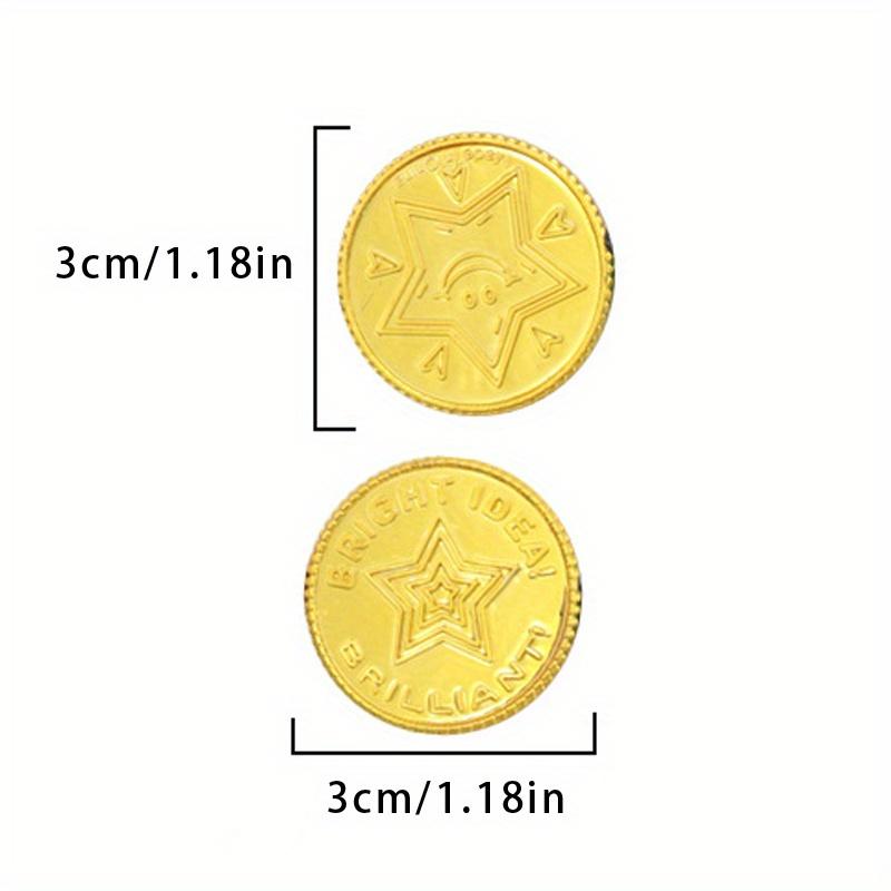 100 шт. Монеты-звезды, Разноцветная монета-звезда сокровищ - Смешанные цвета, Подходит для вечеринок по случаю дня рождения, Приключенческих тем, Рождества