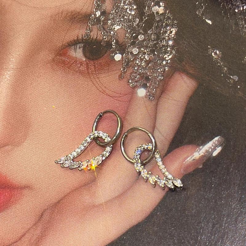 Блестящие серьги-подвески в виде крыльев ангела для женщин, серьги-кольца с подвесками, ювелирные подарки на день рождения