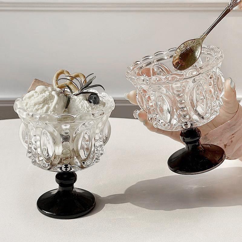 1 шт. Бокал для мороженого, высококачественный десертный стаканчик, винтажный стеклянный женский маленький хрустальный коллекционный Ins Style, два цвета
