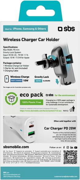 Sbs gravity car holder with wireless charger
