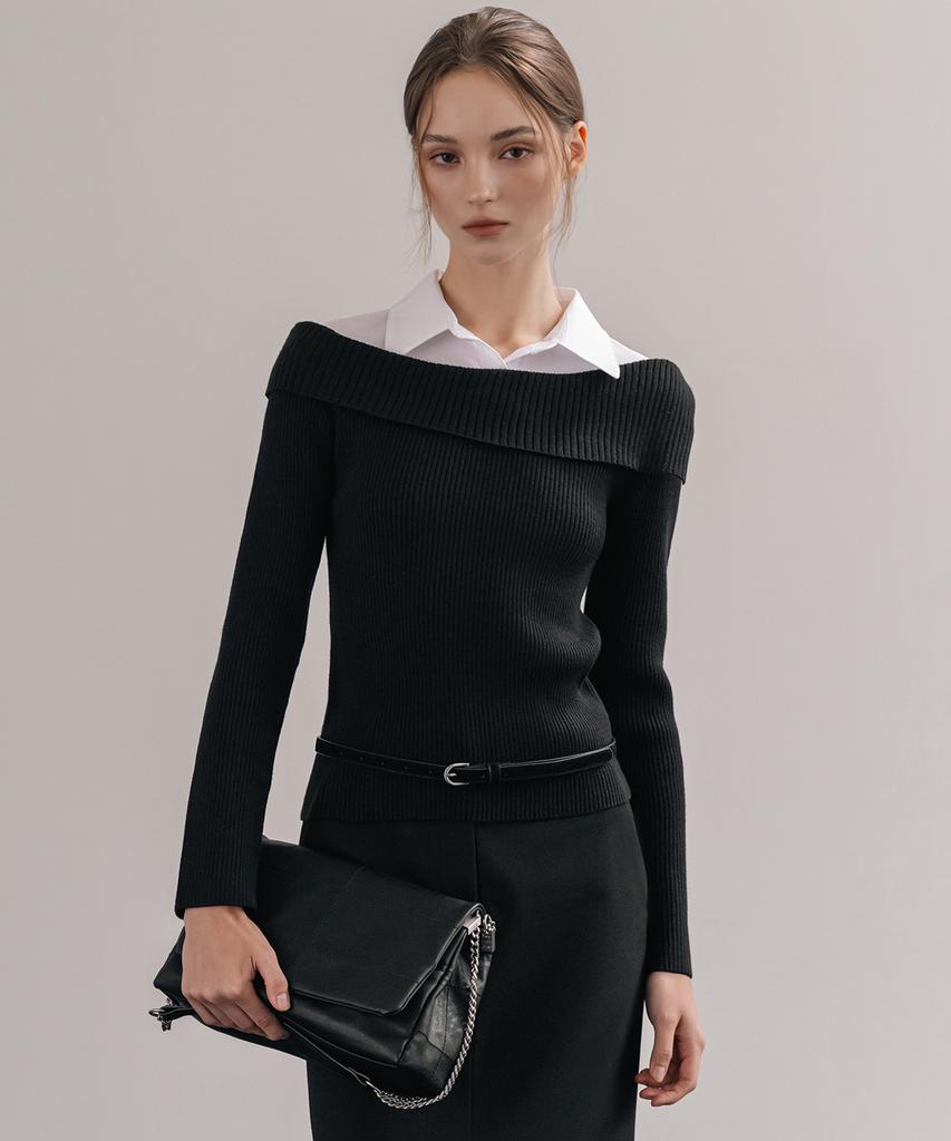 MIXXO Свитер с открытыми плечами и воротником_Miwkafv21T Miwkag36Qt