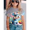 Детская футболка для девочек, летняя, с милым 3D-принтом, с круглым вырезом и короткими рукавами