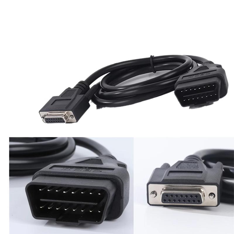 1.5m OBD2 16Pin Male to DB15 Male Extension Cable OBDII OBD 2 Diagnostic Adapter Cord 12V Car Fault Detector Connect Wire