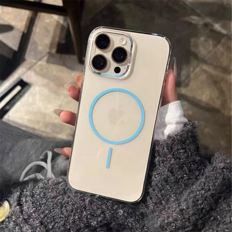 Thin Ring Magnetic Suction Suitable for IPhone16 Apple 14 Mobile Phone Case 15 ProMax New 12 Transparent 13 Protective Case Trend