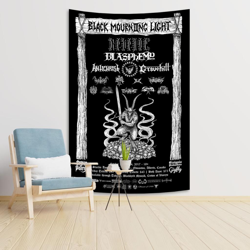 90x150cm Blasphemys Band Vlag Death Metal Band Tapestry Flags Poster Hippie Wall Hanging Bohemian Home Bedroom Sofa Blanket Back