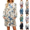 Fashion Womens Long Sleeve A Line Dress Fall Casual Pullover Crewneck Loose Fit Dress With Pockets