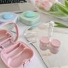 Women Colored Heart Contact Lens Case with Mirror Pink Eyes Care Contact Lens Container Travel Eyewear Accessories Organizer